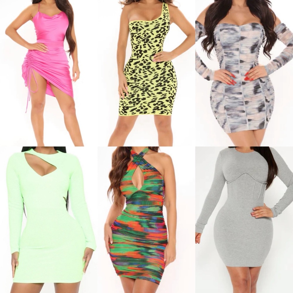 6 Dress Bundle - New Women’s Size Medium Fashion Nova Dresses